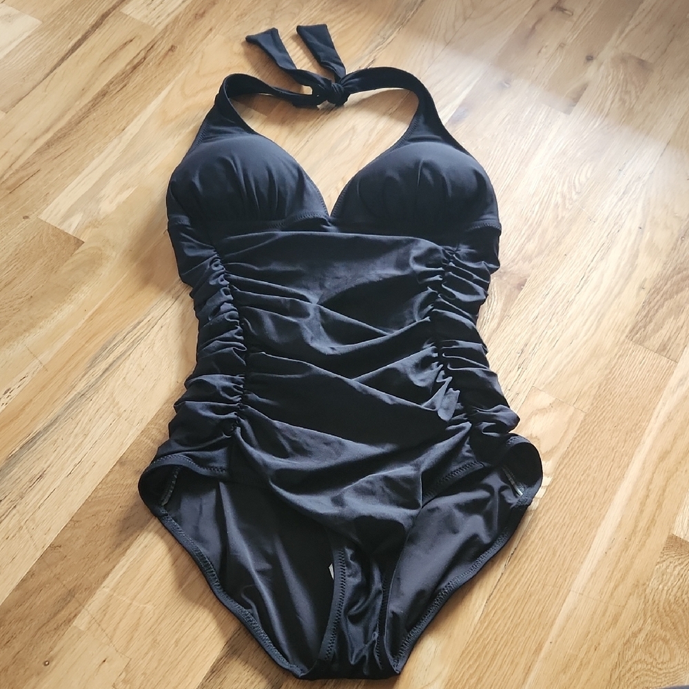J Crew NWT Chic Black Halter Swimsuit